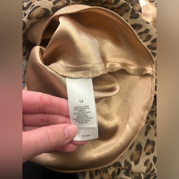 Liz & Co Maxi Dress Women’s 14 Animal Print Cheetah Leopard Ruffle Bow Flowy - Picture 4 of 11